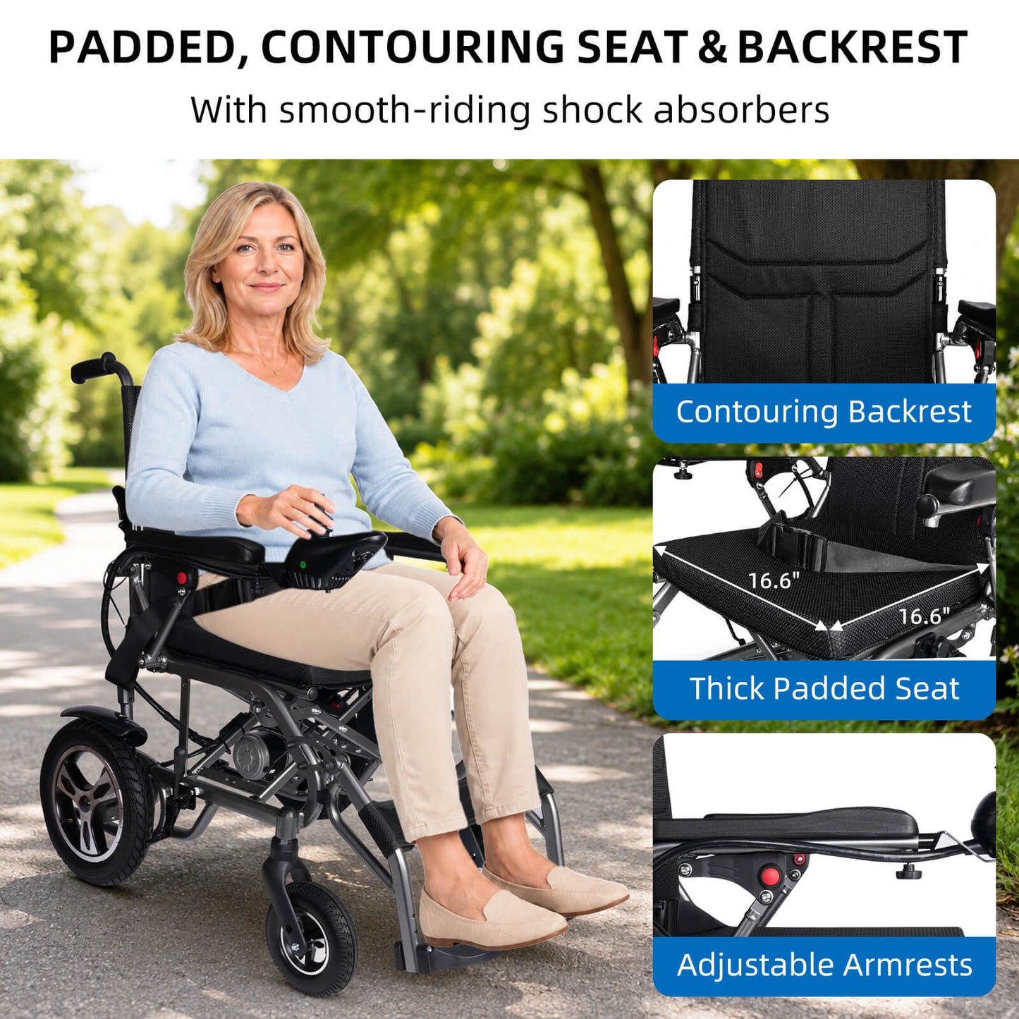 Doforu Foldable Lightweight Electric Wheelchair for Seniors & Disabled